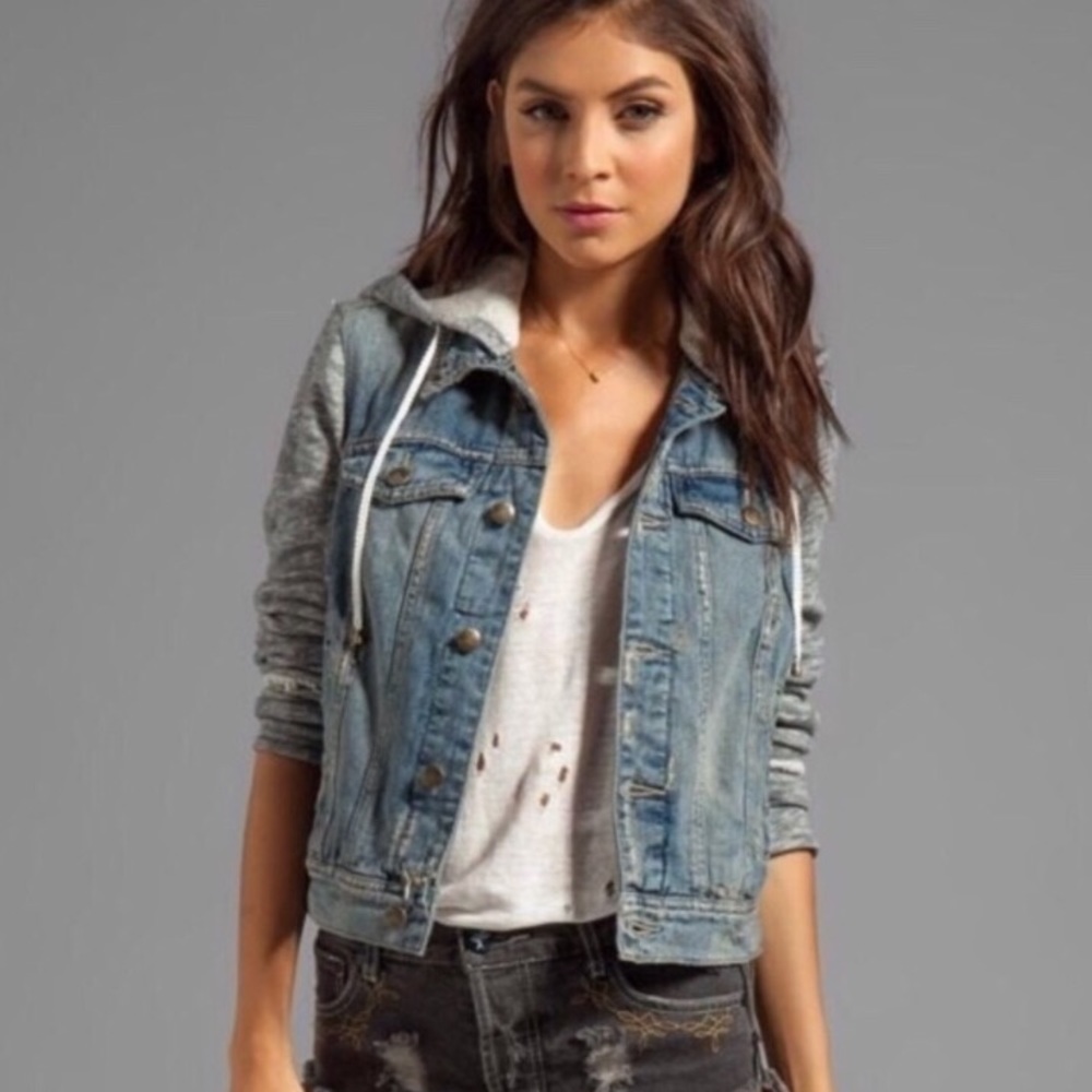 Free people hooded denim jacket